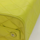 CHANEL Matelasse Hand Bag Lamb Skin Silver Yellow Green CC Auth 132923V-9
