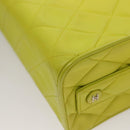 CHANEL Matelasse Hand Bag Lamb Skin Silver Yellow Green CC Auth 132923V-16