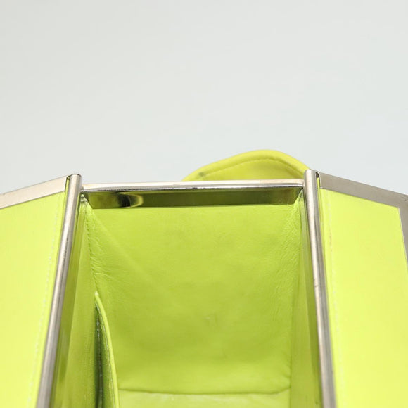 CHANEL Matelasse Hand Bag Lamb Skin Silver Yellow Green CC Auth 132923V