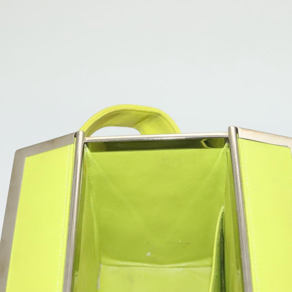 CHANEL Matelasse Hand Bag Lamb Skin Silver Yellow Green CC Auth 132923V