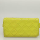 CHANEL Matelasse Hand Bag Lamb Skin Silver Yellow Green CC Auth 132923V-5