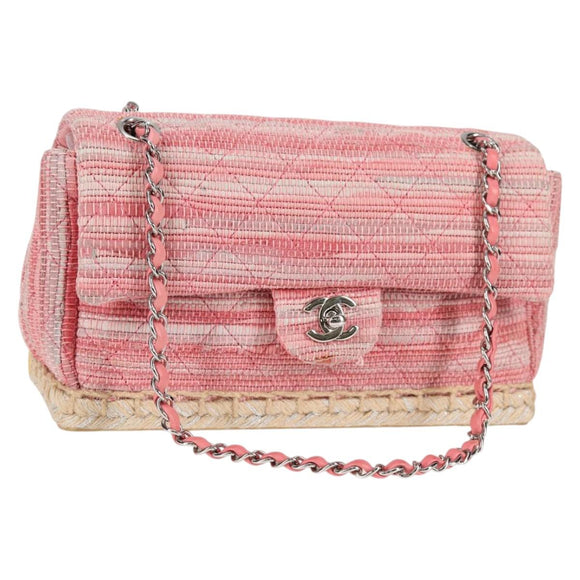 CHANEL Chain Matelasse Shoulder Bag Leather Pink CC Auth 132925V