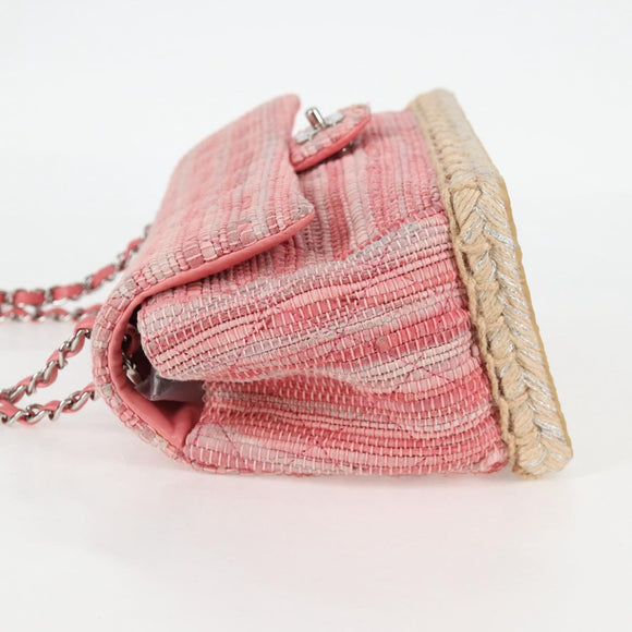 CHANEL Chain Matelasse Shoulder Bag Leather Pink CC Auth 132925V