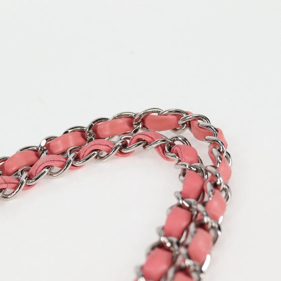CHANEL Chain Matelasse Shoulder Bag Leather Pink CC Auth 132925V