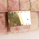 FENDI Holiday Edition Mamma Baguette Bag Velor 2way Pink Gold Auth 132928M-9