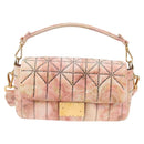 FENDI Holiday Edition Mamma Baguette Bag Velor 2way Pink Gold Auth 132928M-13