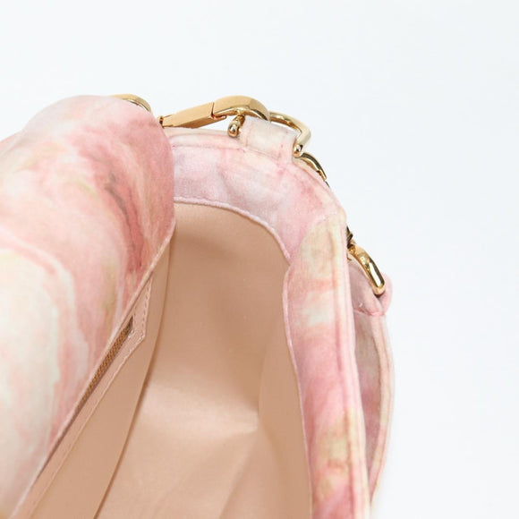 FENDI Holiday Edition Mamma Baguette Bag Velor 2way Pink Gold Auth 132928M