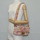 FENDI Holiday Edition Mamma Baguette Bag Velor 2way Pink Gold Auth 132928M-27