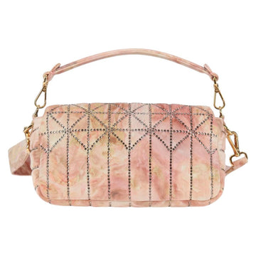 FENDI Holiday Edition Mamma Baguette Bag Velor 2way Pink Gold Auth 132928M - 0