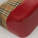BURBERRY Nova Check Shoulder Bag Canvas Leather Beige Red gold Auth 132941-16