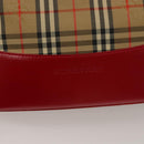 BURBERRY Nova Check Shoulder Bag Canvas Leather Beige Red gold Auth 132941-17
