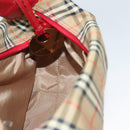 BURBERRY Nova Check Shoulder Bag Canvas Leather Beige Red gold Auth 132941-20