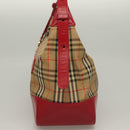 BURBERRY Nova Check Shoulder Bag Canvas Leather Beige Red gold Auth 132941-4
