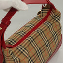 BURBERRY Nova Check Shoulder Bag Canvas Leather Beige Red gold Auth 132941-7