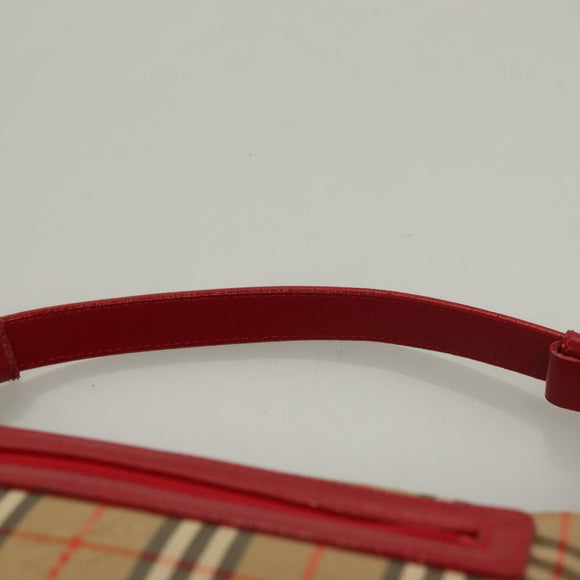 BURBERRY Nova Check Shoulder Bag Canvas Leather Beige Red gold Auth 132941