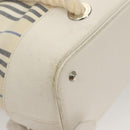 BURBERRY Hand Bag Canvas Leather Ivory Silver Auth 132943-10