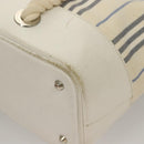 BURBERRY Hand Bag Canvas Leather Ivory Silver Auth 132943-11