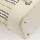 BURBERRY Hand Bag Canvas Leather Ivory Silver Auth 132943-12