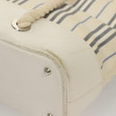 BURBERRY Hand Bag Canvas Leather Ivory Silver Auth 132943-13
