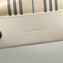 BURBERRY Hand Bag Canvas Leather Ivory Silver Auth 132943-14