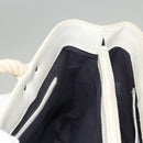 BURBERRY Hand Bag Canvas Leather Ivory Silver Auth 132943-17