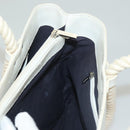 BURBERRY Hand Bag Canvas Leather Ivory Silver Auth 132943-18