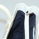 BURBERRY Hand Bag Canvas Leather Ivory Silver Auth 132943-20