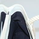 BURBERRY Hand Bag Canvas Leather Ivory Silver Auth 132943-21