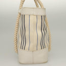 BURBERRY Hand Bag Canvas Leather Ivory Silver Auth 132943-4