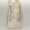 BURBERRY Hand Bag Canvas Leather Ivory Silver Auth 132943-5