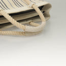 BURBERRY Hand Bag Canvas Leather Ivory Silver Auth 132943-7