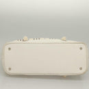 BURBERRY Hand Bag Canvas Leather Ivory Silver Auth 132943-9