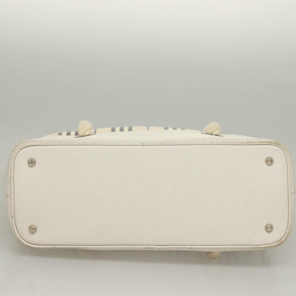BURBERRY Hand Bag Canvas Leather Ivory Silver Auth 132943