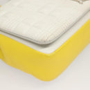 BURBERRY Chain Roller Shoulder Bag Leather White Silver Auth 132944-10