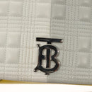 BURBERRY Chain Roller Shoulder Bag Leather White Silver Auth 132944-14