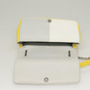 BURBERRY Chain Roller Shoulder Bag Leather White Silver Auth 132944-15