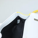 BURBERRY Chain Roller Shoulder Bag Leather White Silver Auth 132944-18