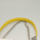 BURBERRY Chain Roller Shoulder Bag Leather White Silver Auth 132944-8