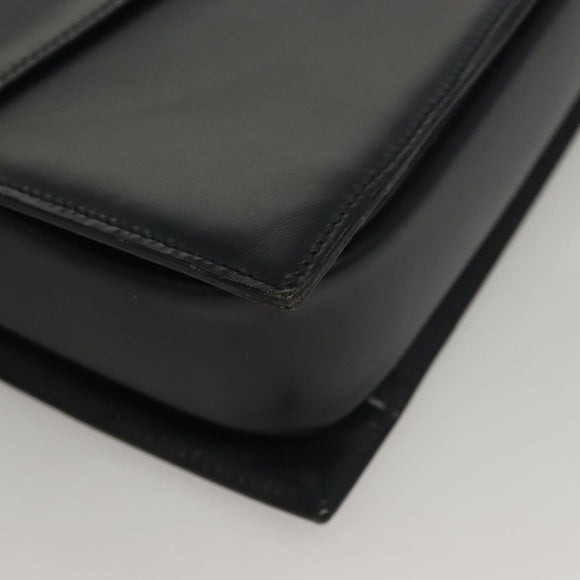 CELINE Shoulder Bag Leather Navy Gold Auth 132947