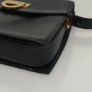 CELINE Shoulder Bag Leather Navy Gold Auth 132947-15