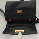 CELINE Shoulder Bag Leather Navy Gold Auth 132947-10