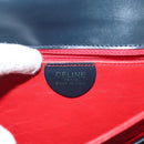 CELINE Shoulder Bag Leather Navy Gold Auth 132947-19