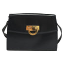 CELINE Shoulder Bag Leather Navy Gold Auth 132947-13