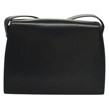 CELINE Shoulder Bag Leather Navy Gold Auth 132947 - 0