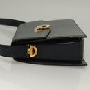 CELINE Shoulder Bag Leather Navy Gold Auth 132947-4