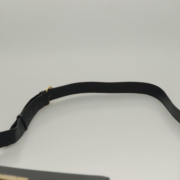 CELINE Shoulder Bag Leather Navy Gold Auth 132947