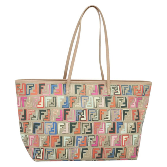 FENDI Zucca Canvas Tote Bag PVC Multicolor Gold Auth 132953V