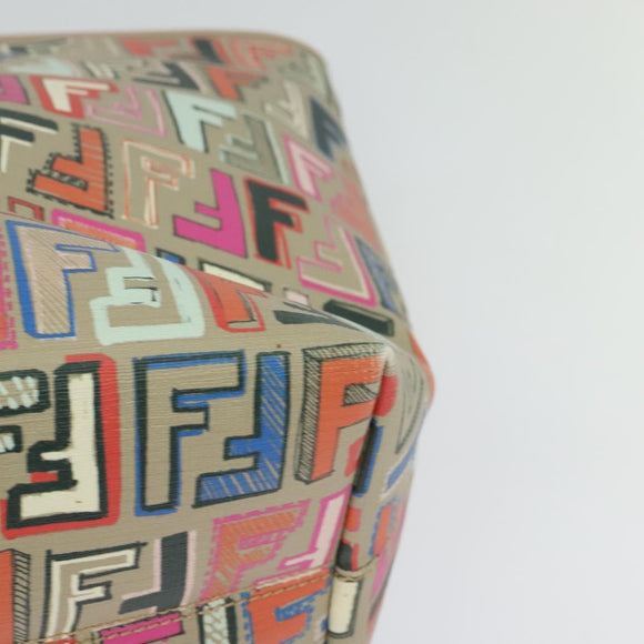 FENDI Zucca Canvas Tote Bag PVC Multicolor Gold Auth 132953V