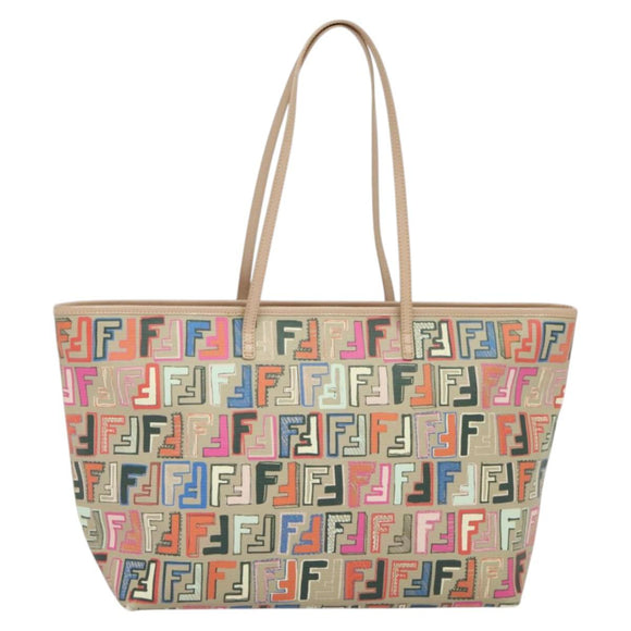 FENDI Zucca Canvas Tote Bag PVC Multicolor Gold Auth 132953V