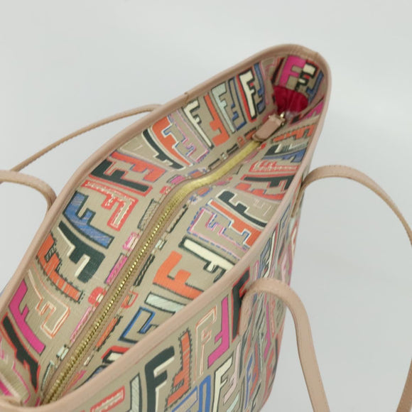 FENDI Zucca Canvas Tote Bag PVC Multicolor Gold Auth 132953V